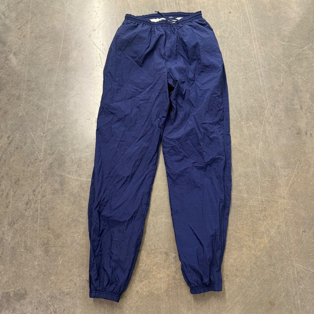 Vintage 90s Nike Windbreaker Track Pants Navy Blue Nylon Joggers Medium